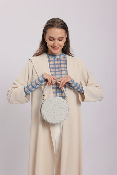 Round Crossbody Handbag in Grey