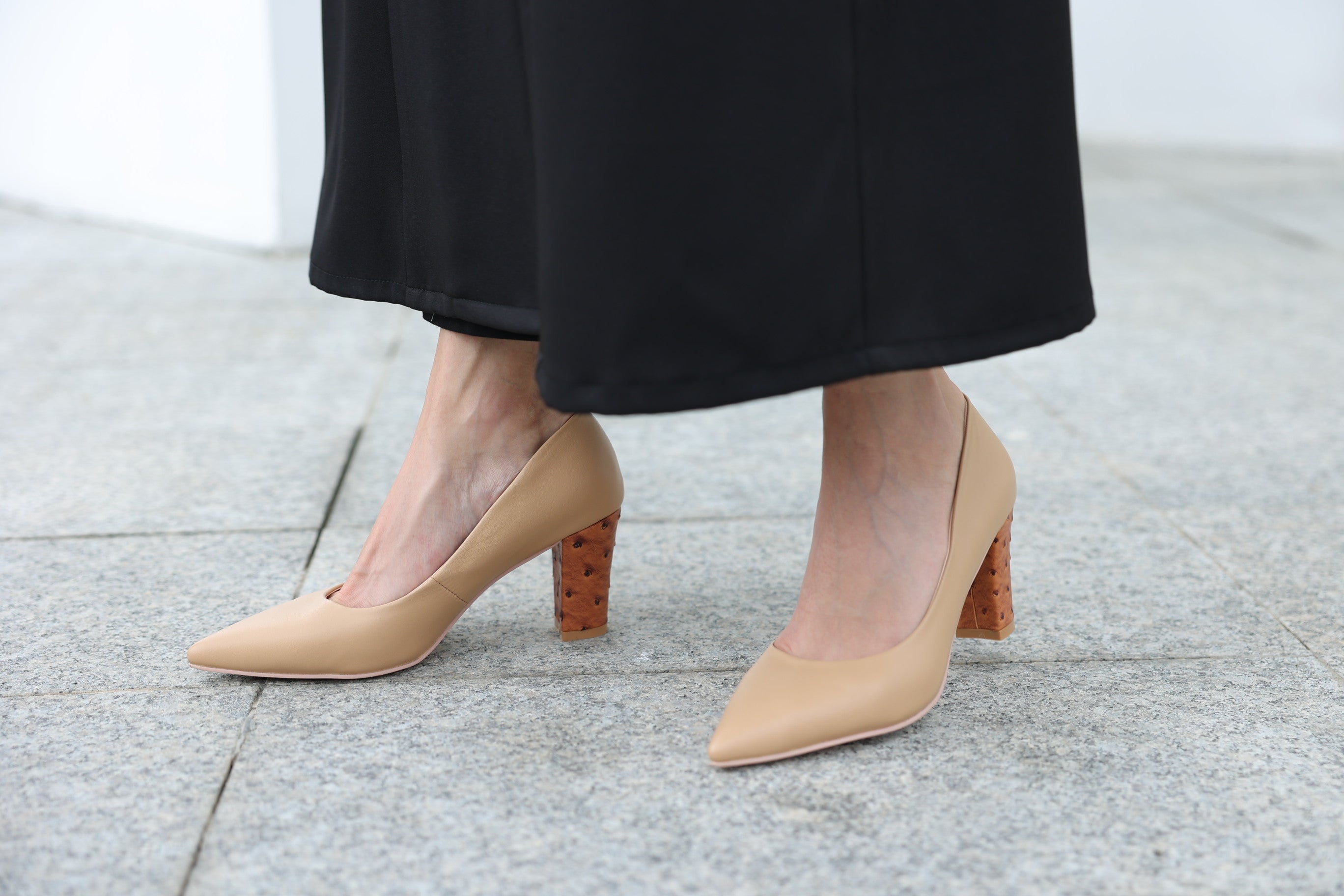 Beige Statement Brown Heels