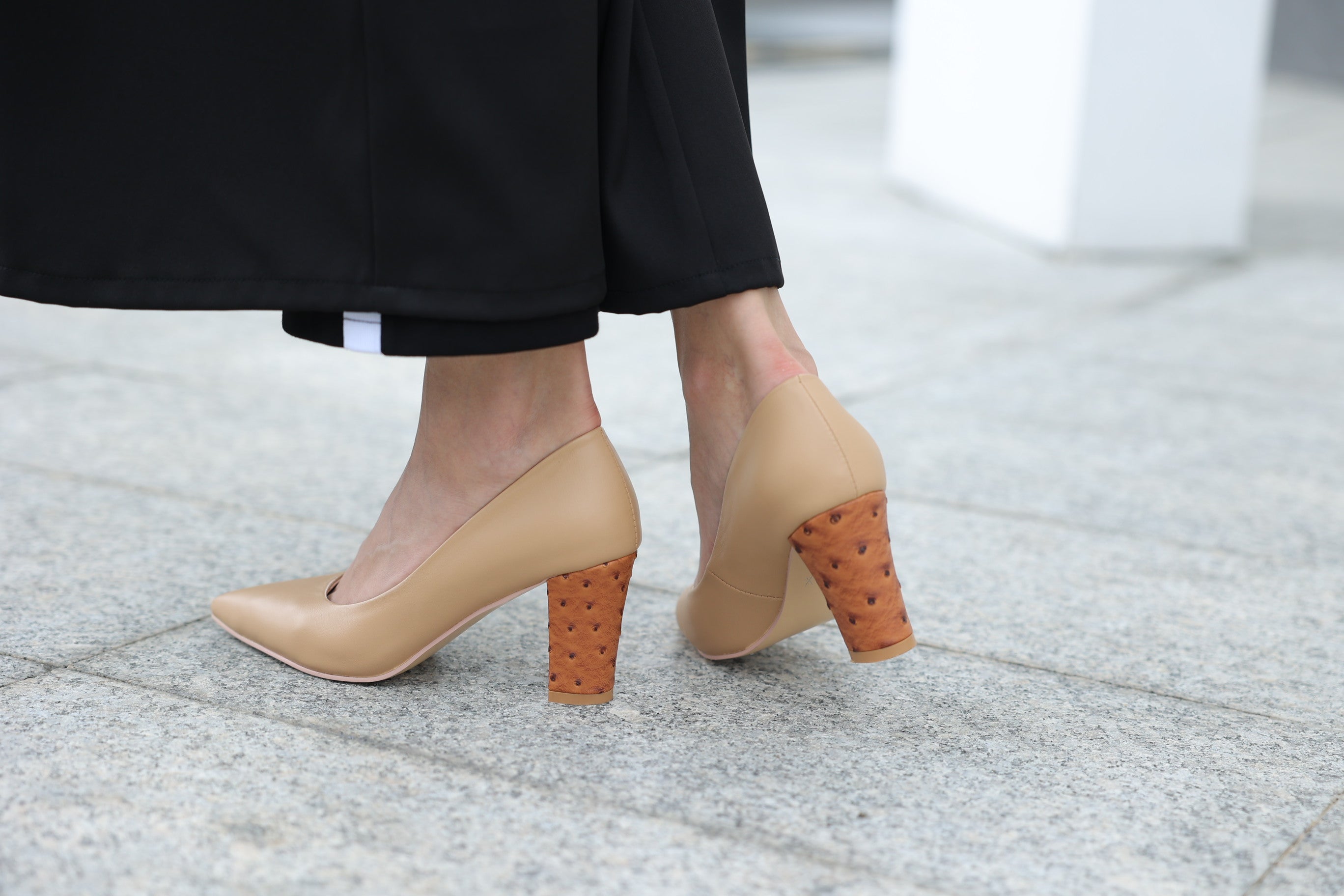 Beige Statement Brown Heels