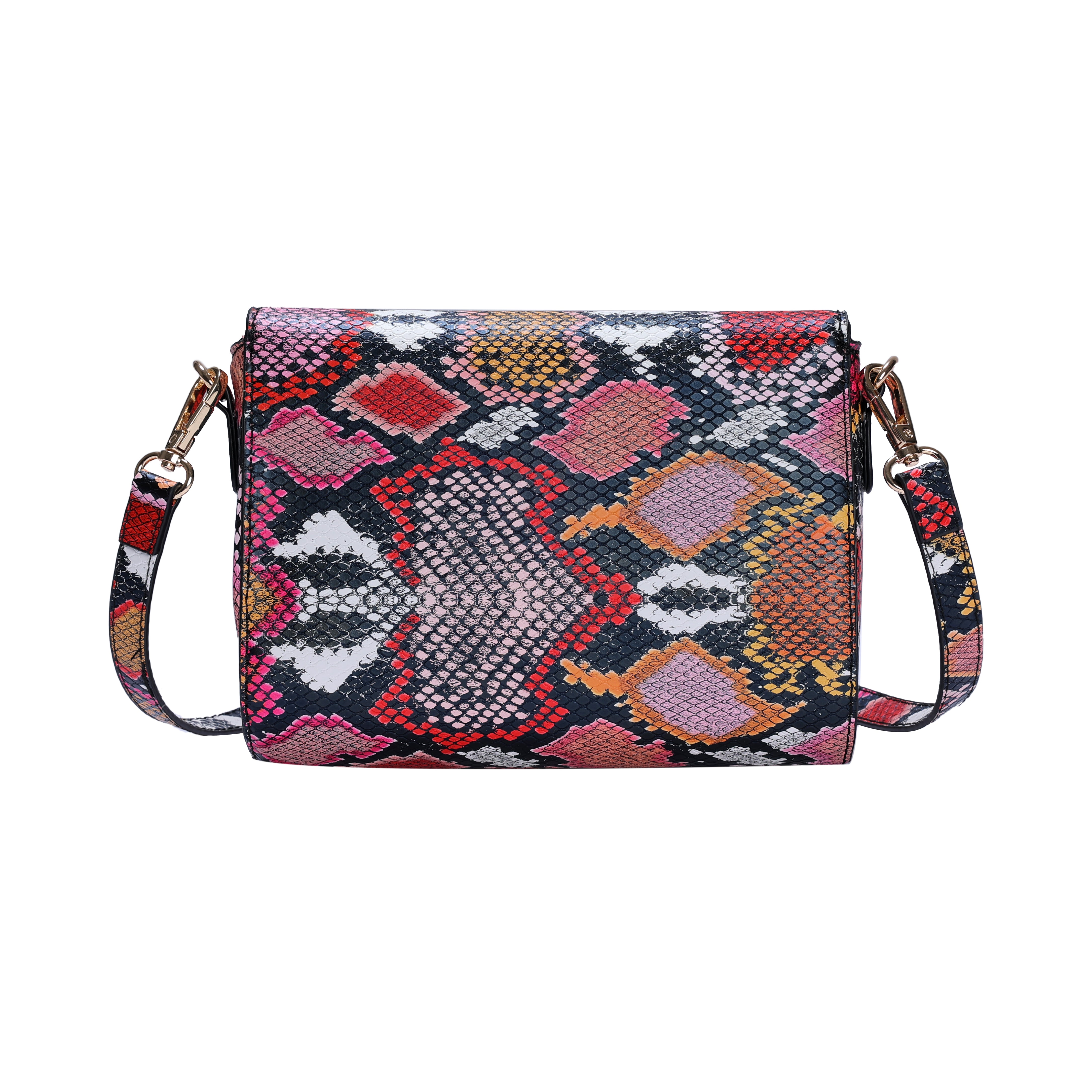 Mini Clutch with Crossbody Strap in Multicolour (Red)