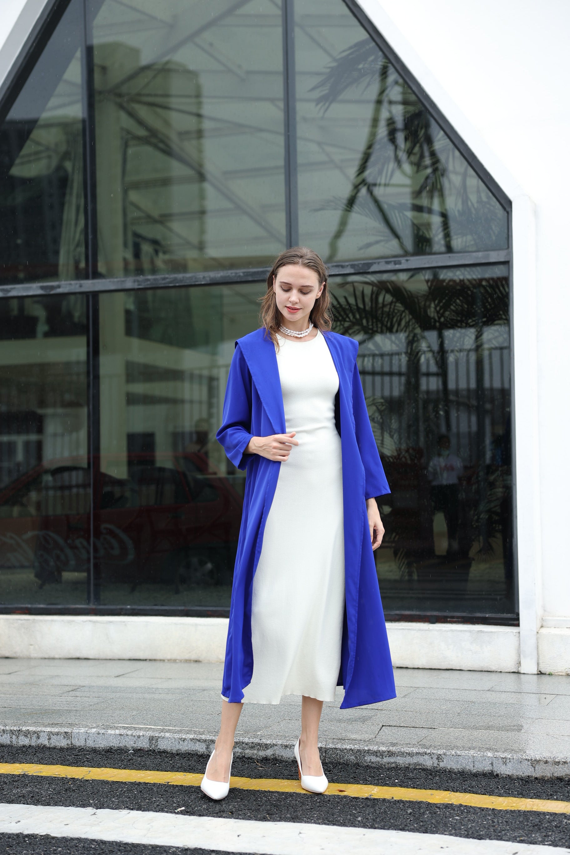 Hooded Flowy Royal Blue Abaya