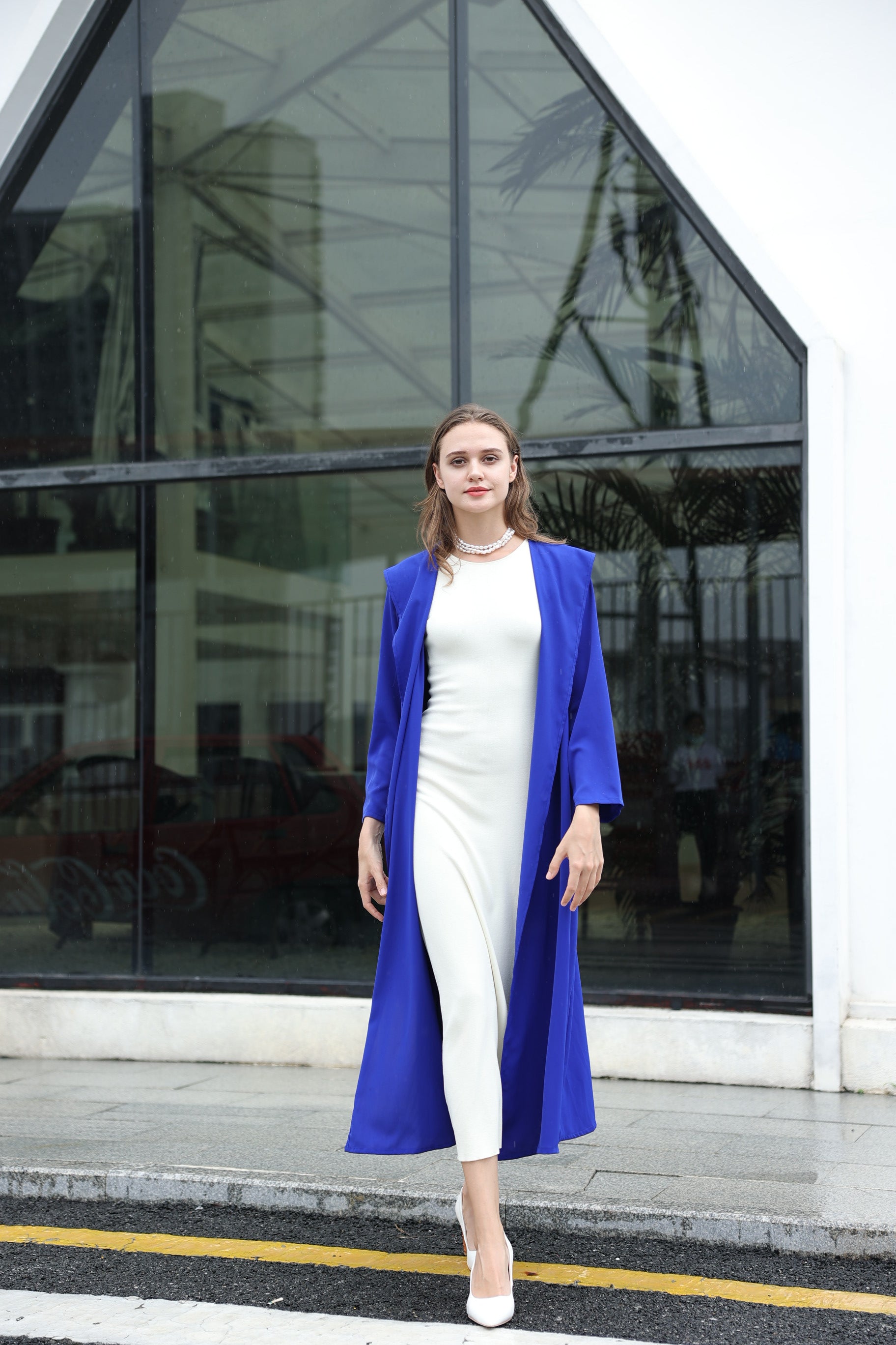 Hooded Flowy Royal Blue Abaya