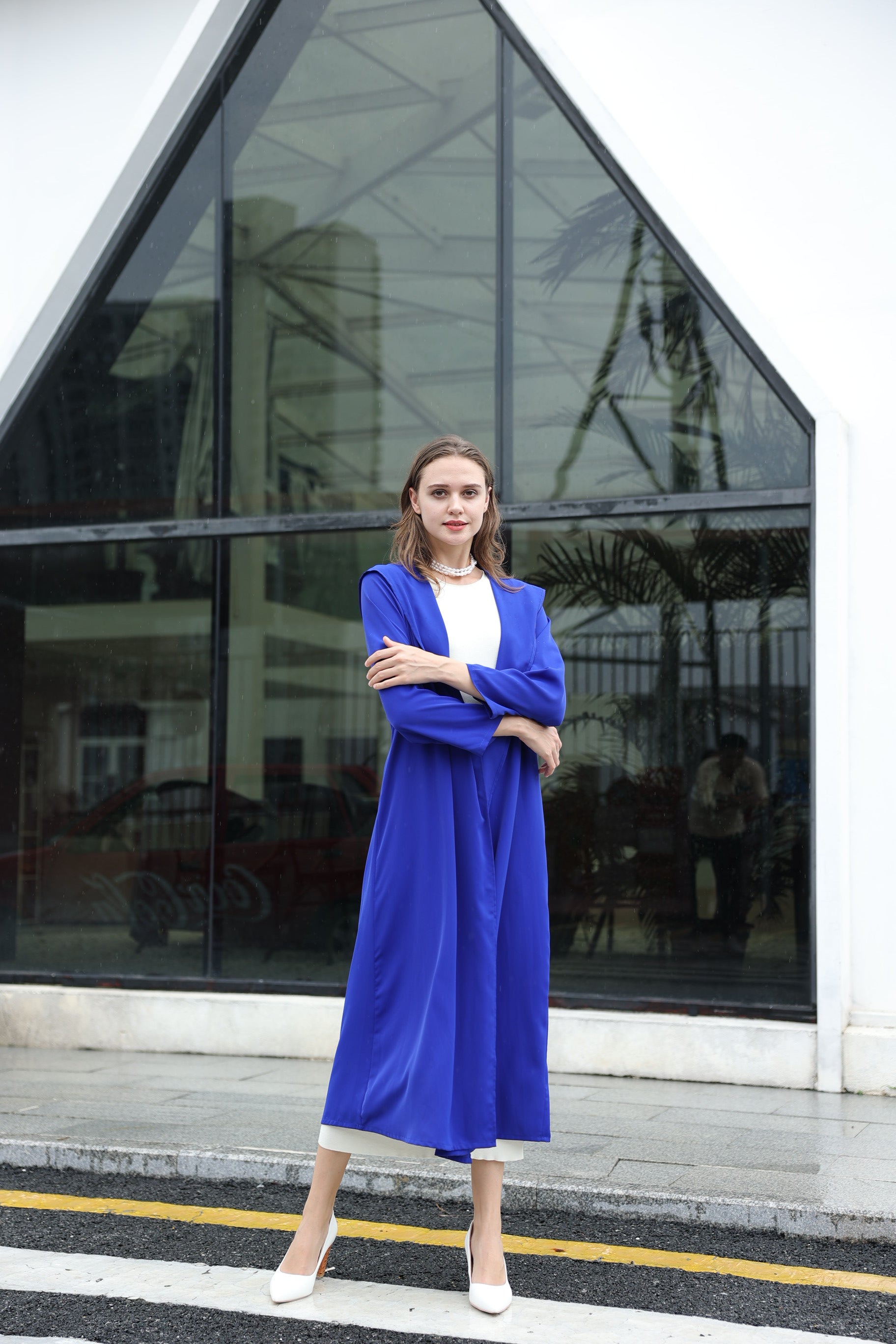 Hooded Flowy Royal Blue Abaya