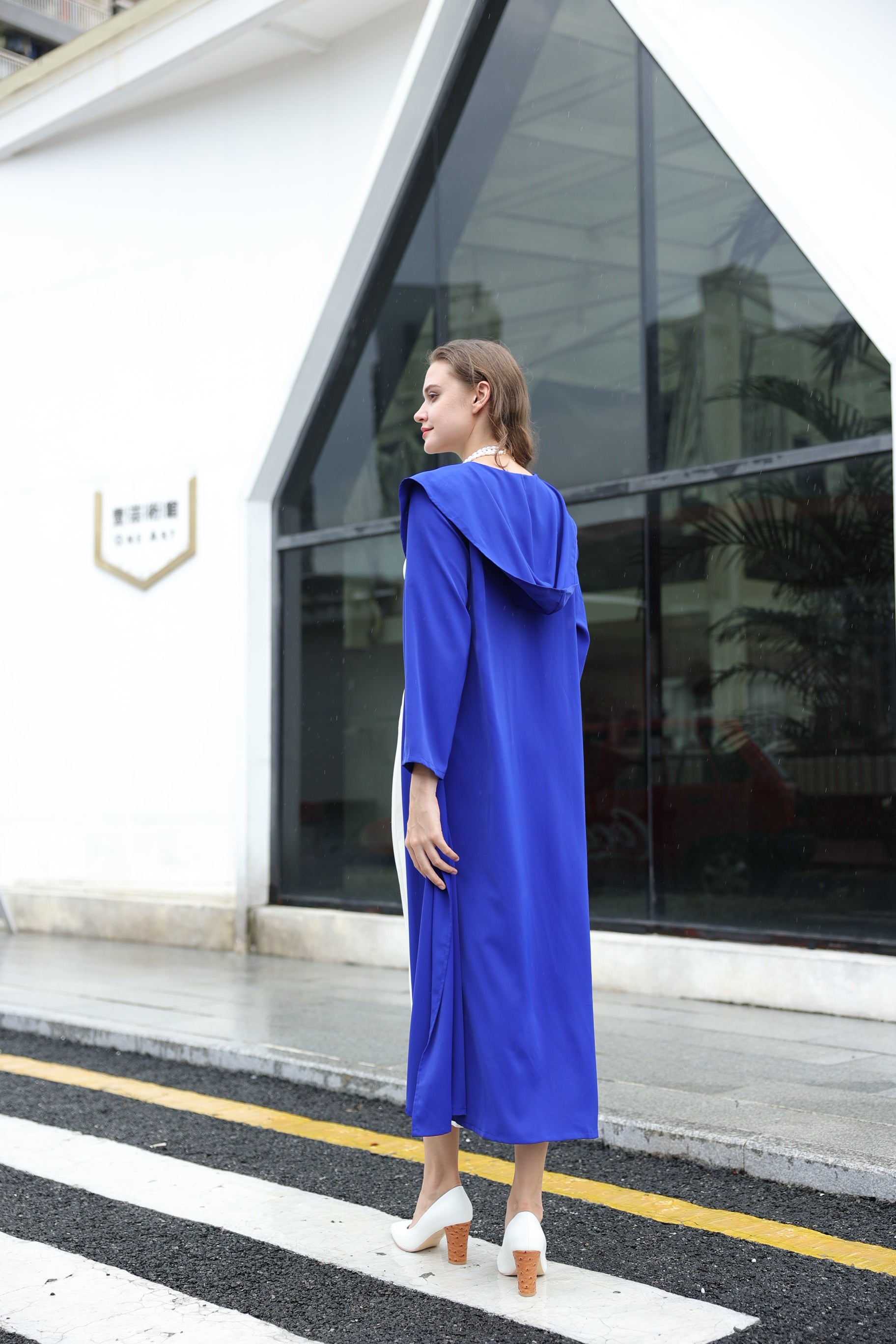 Hooded Flowy Royal Blue Abaya