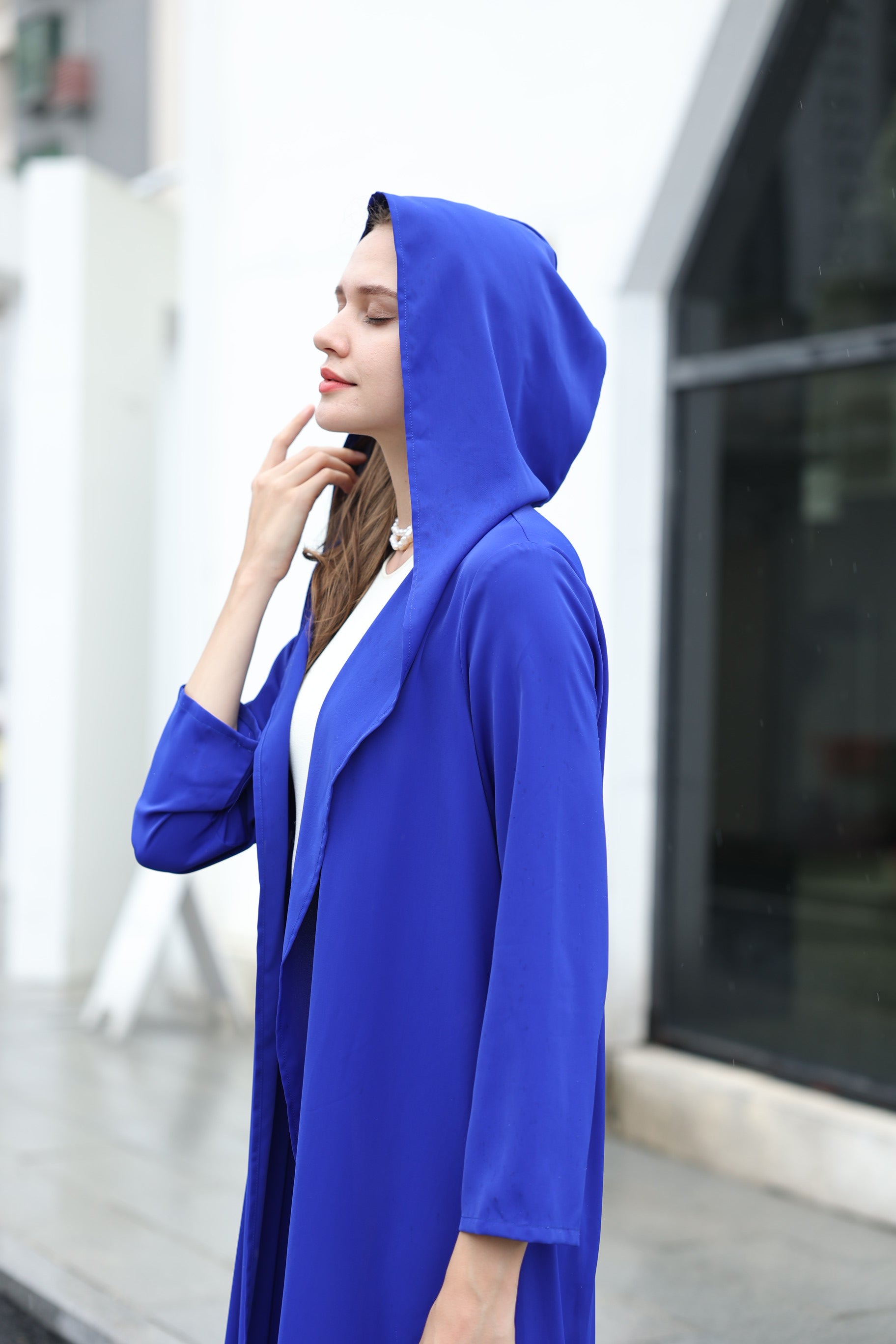 Hooded Flowy Royal Blue Abaya