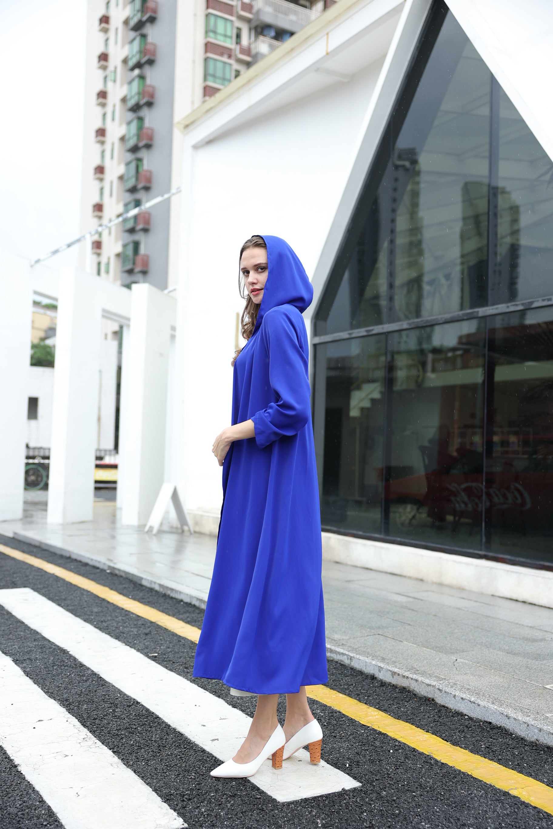 Hooded Flowy Royal Blue Abaya