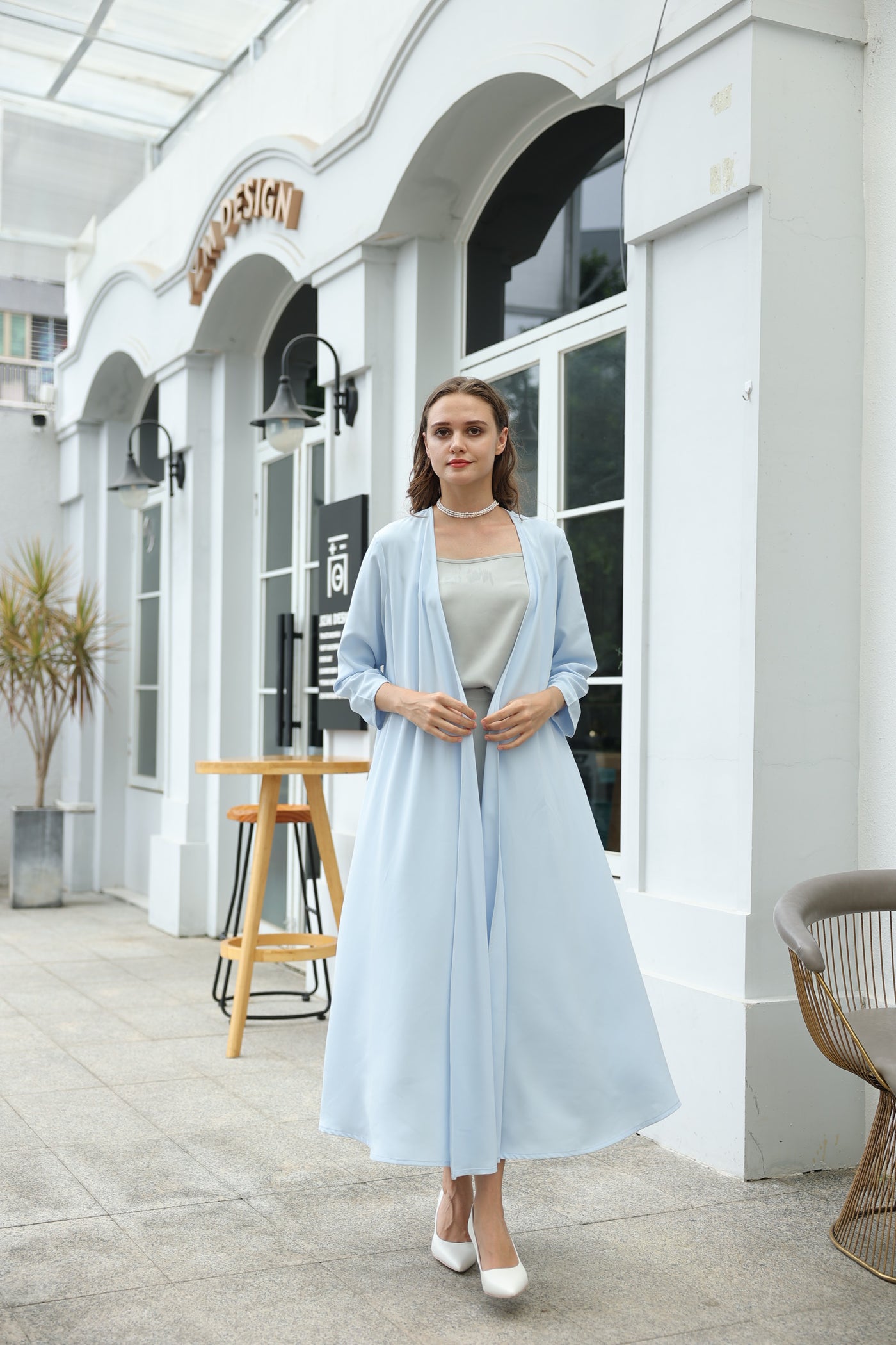 Flowy Baby Blue Abaya