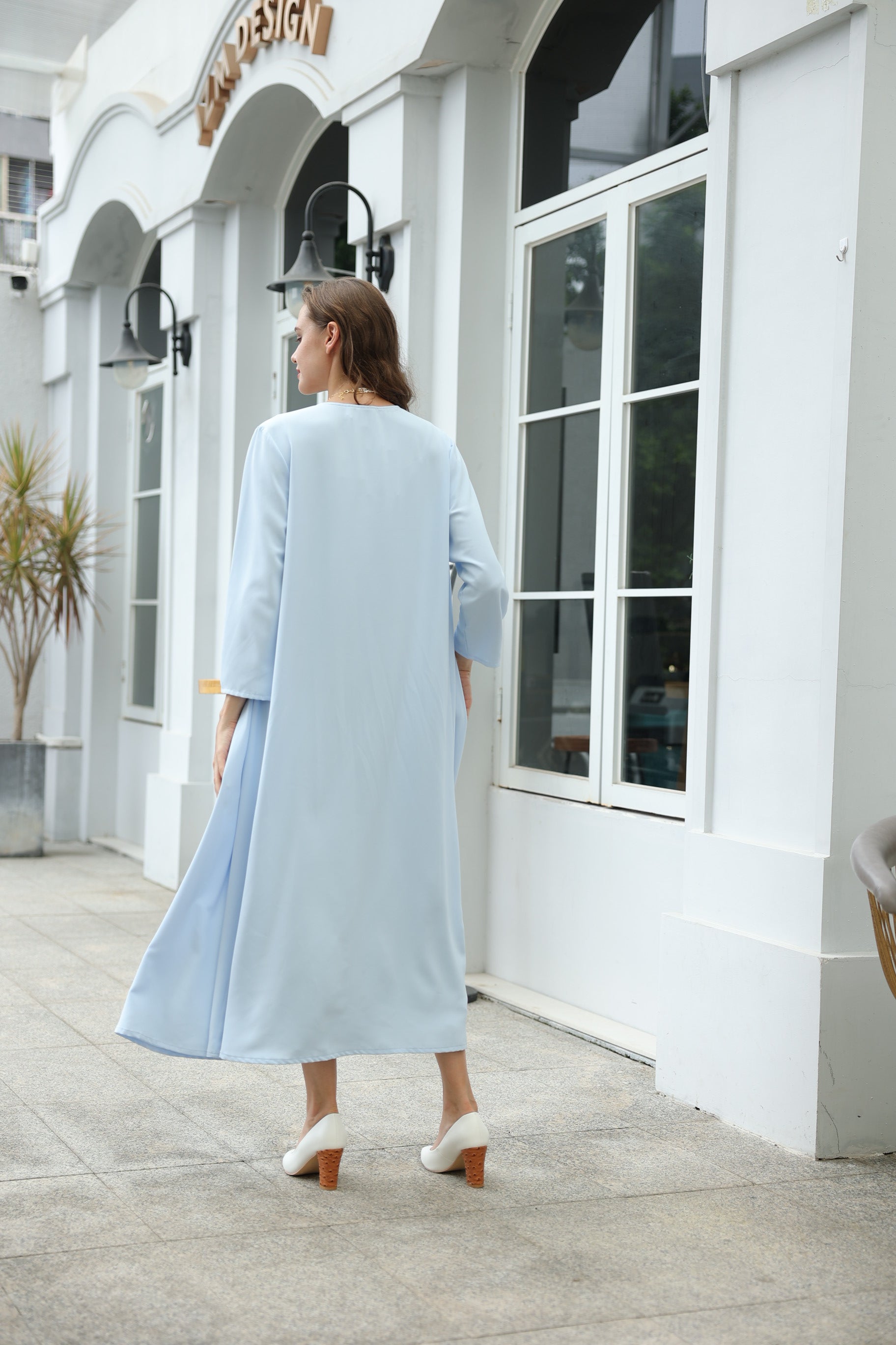 Flowy Baby Blue Abaya