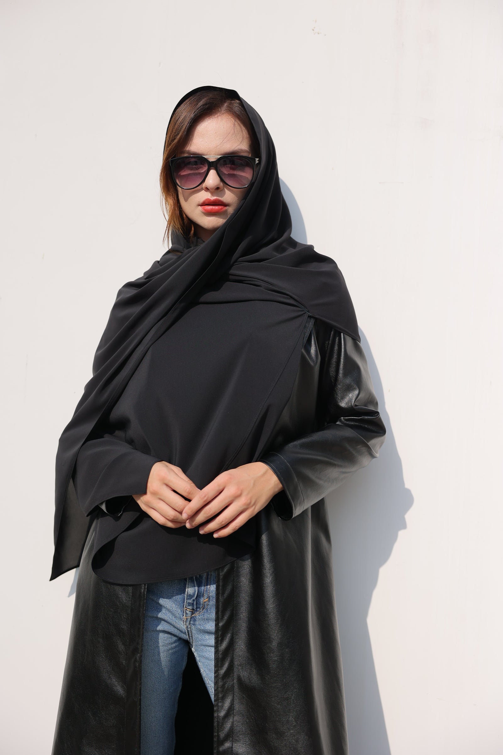 Black Leather Abaya