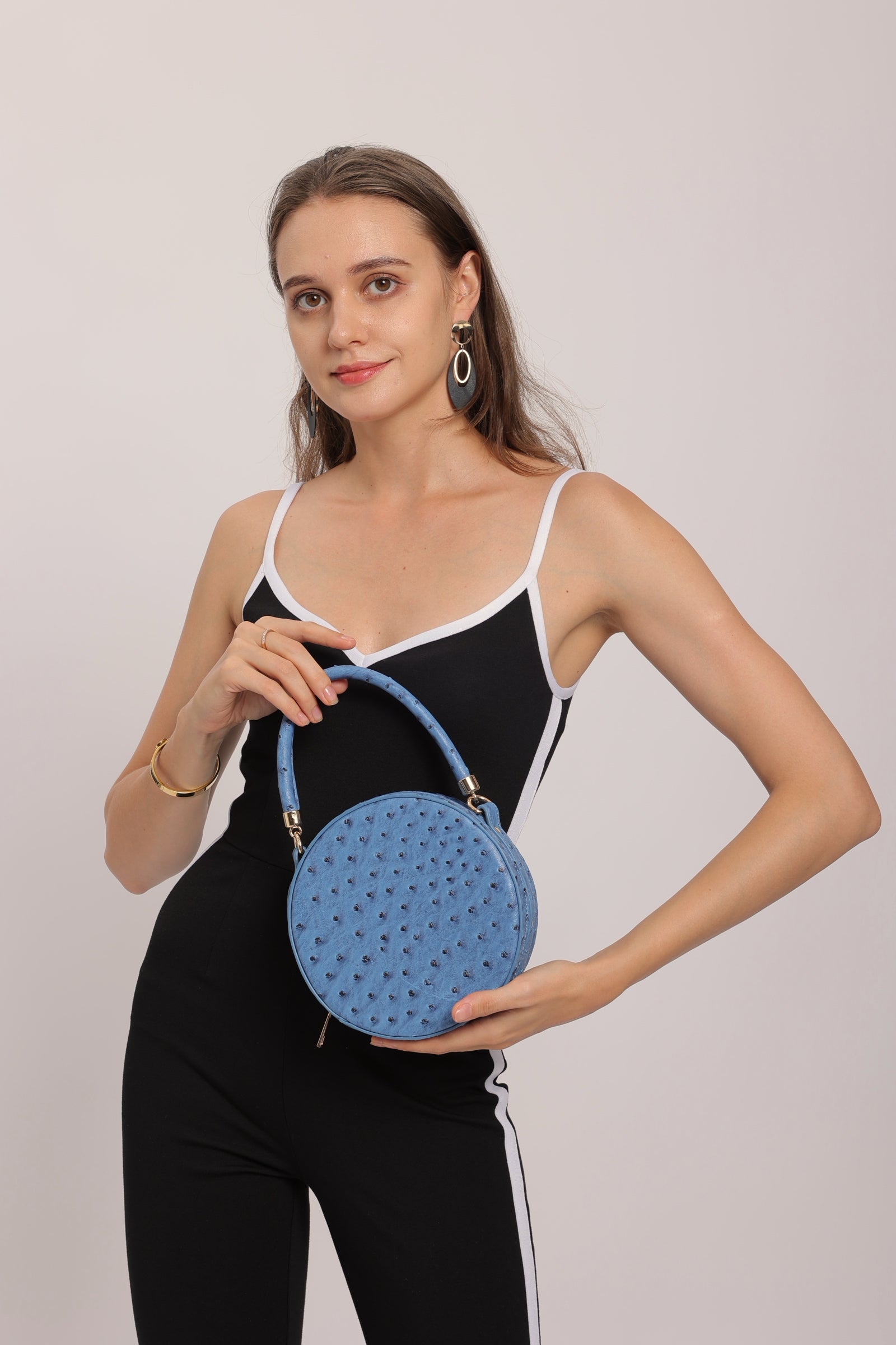 Round Crossbody Handbag in Blue