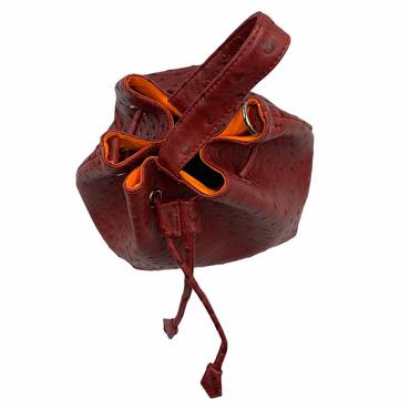 Burgundy Ostrich Bucket Bag