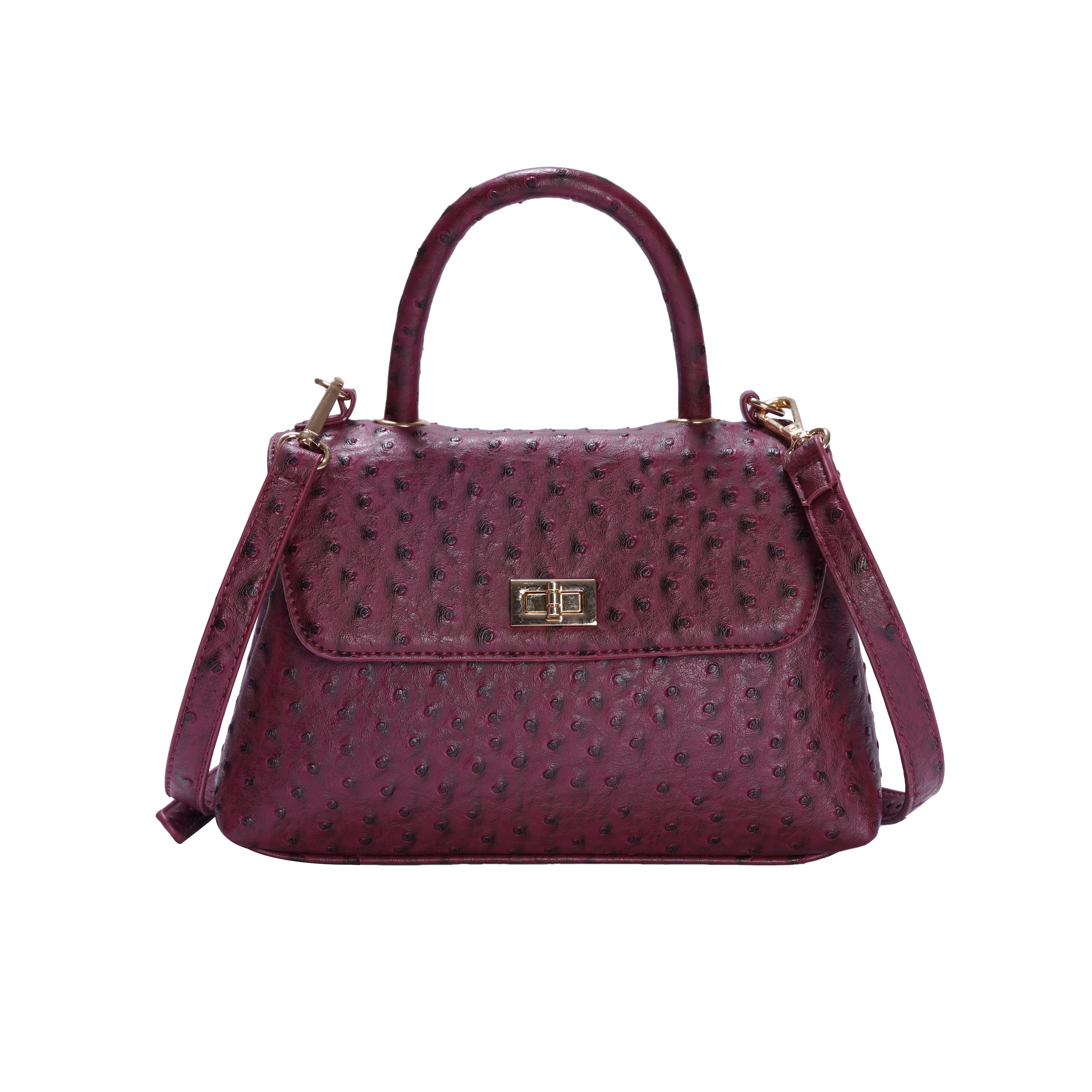 Classic Flap Bag with Handle in Burgundy