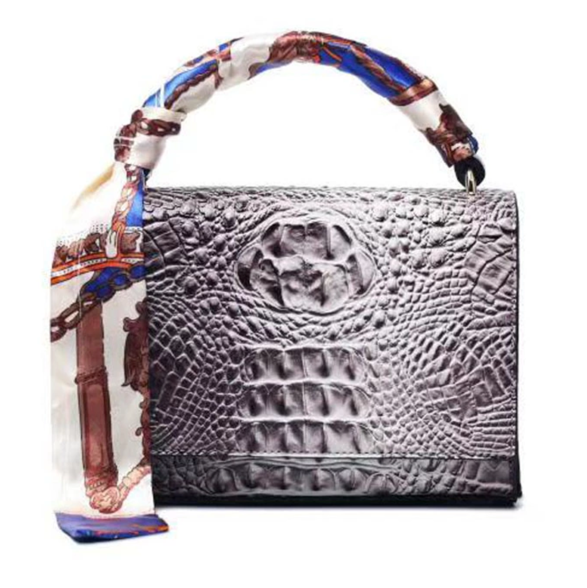 White/Grey Snakeskin Box Bag