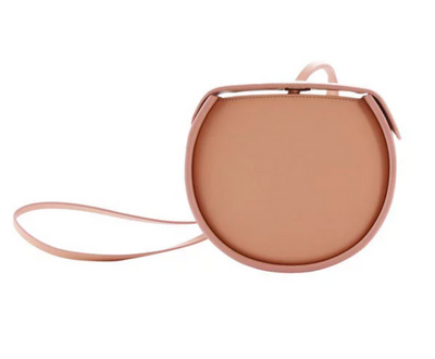 Pink Round Clutch Leather Bag with Magnet Closure
