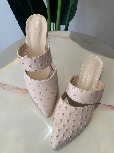  Cream Ostrich Slip-Ons double