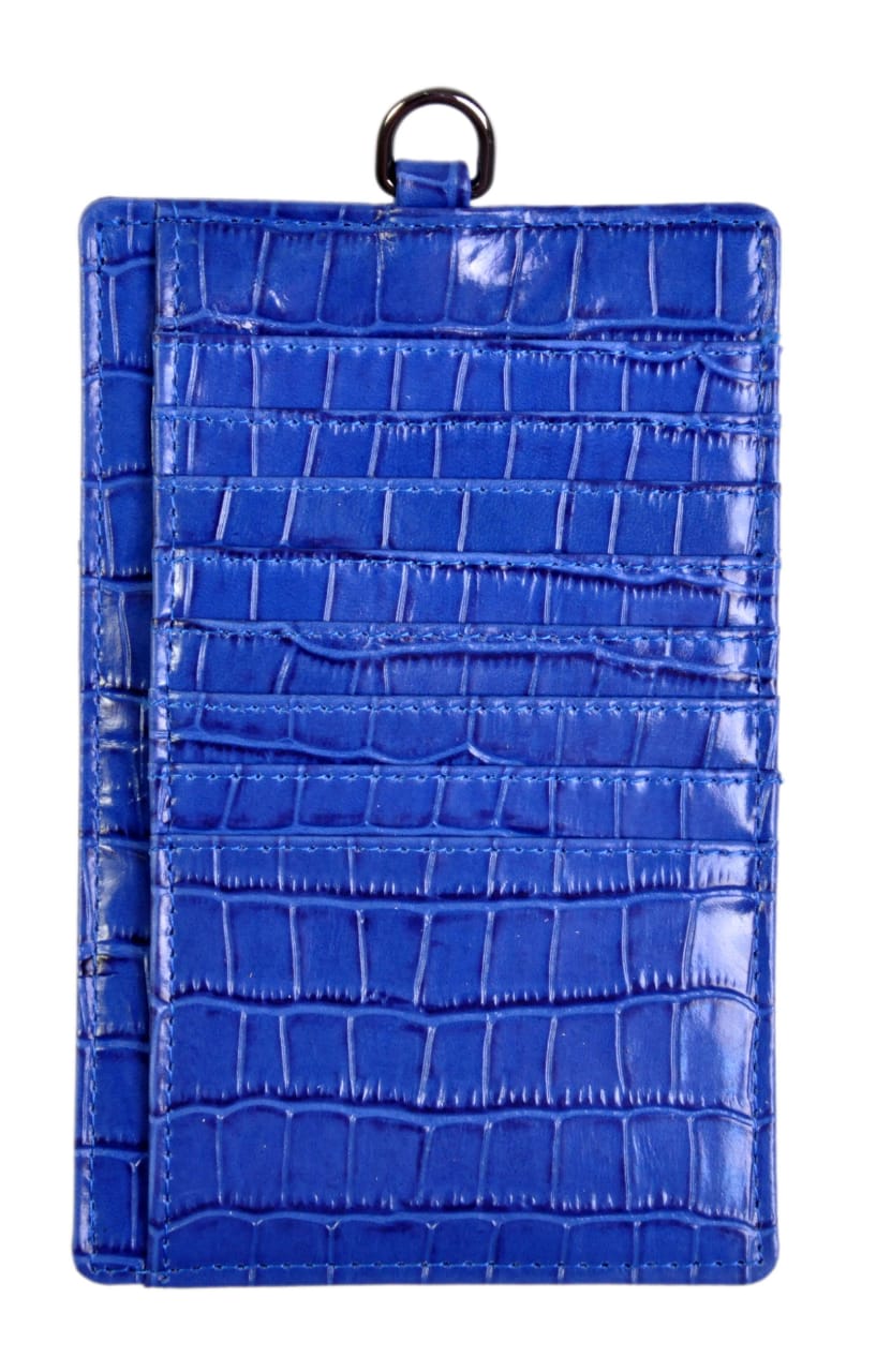 محفظة كروس بودي للهاتف والبطاقات - جلد تمساح أزرق