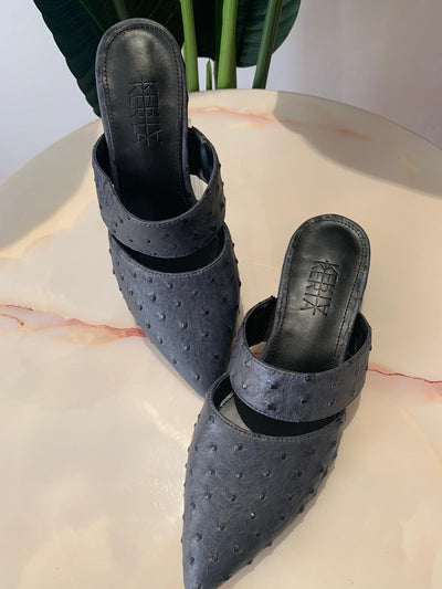 Blue Ostrich Slip-Ons double